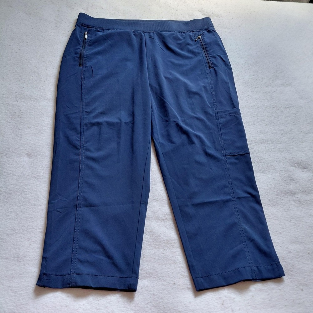 Zenergy by Chicos Blue Zip Pocket Pants Womens Size 2 Stretch Travel Outdoor